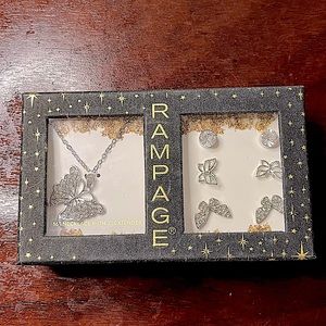 Butterfly Necklace & 3 pairs of earrings